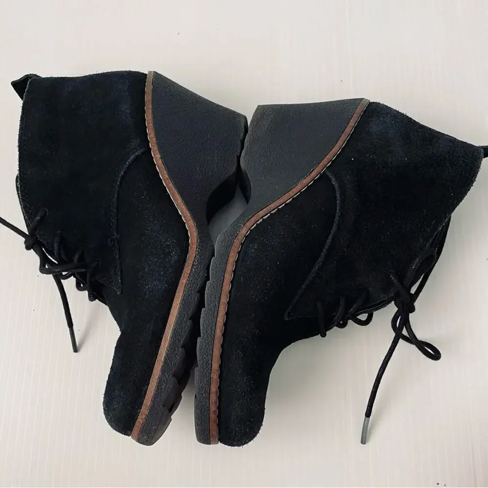 White Mountain Lambert suede leather lace up wedge booties size 8.5